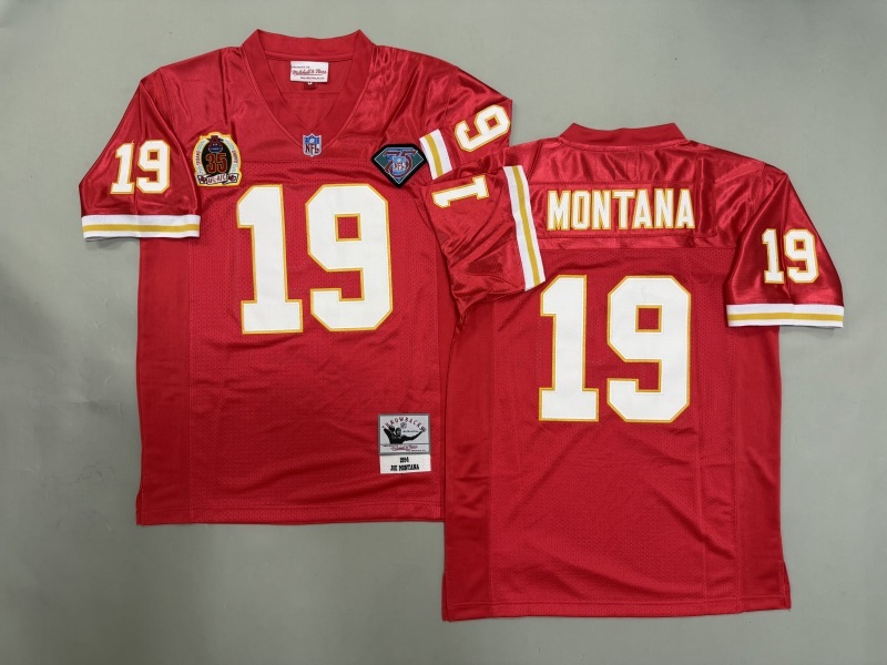 Men 2025 Kansas City Chiefs #19 Montana red Throwback Limited NFL Jersey style 001